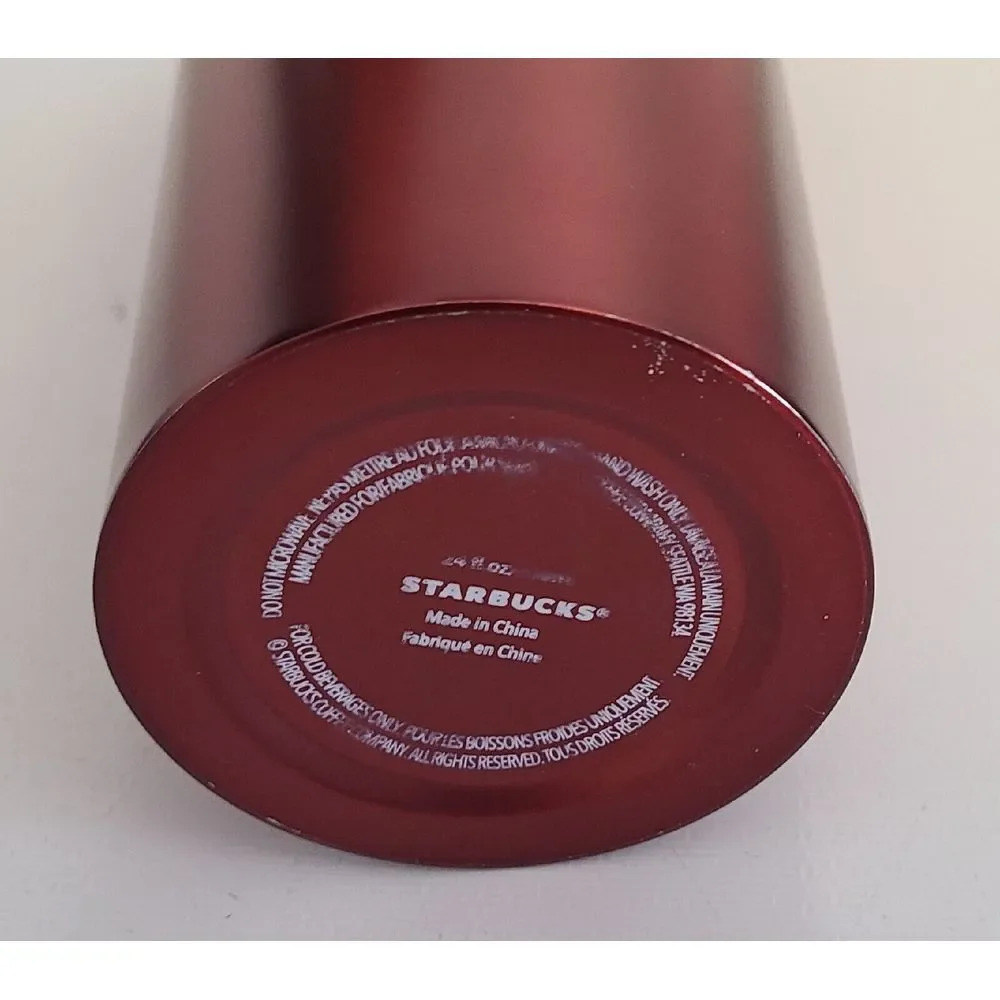 Starbucks 2018 Holiday Collection Crimson Red Stainless Steel Cold Cup 24oz‎ - Picture 5 of 5